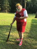 Big Red Santa checks the batting order